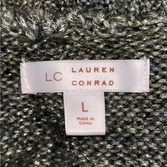 Lauren Conrad | Metallic Cable Knit Sweater | Green Shimmer Pullover | Size L - Picture 9 of 11